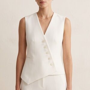 NWT Zara Asymmetric Button Cream Tailored Vest Waistcoat Size XS